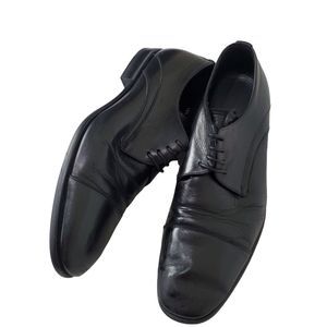 AQUATALIA‎ Dress Shoes Oxford Cap Toe Leather Formal Black Mens Size 10.5 Luxe